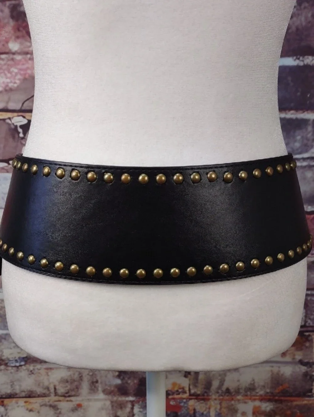 Black Faux Leather Studded Belt